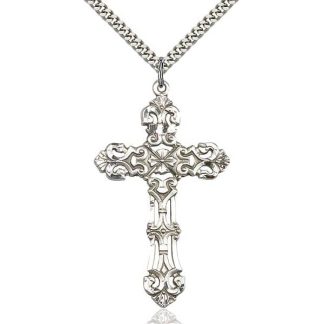 Fleur-de-lis Cross White Gold