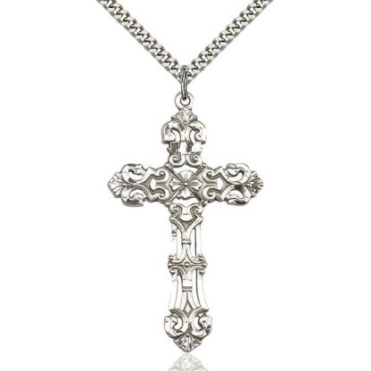 Fleur-de-lis Cross White Gold