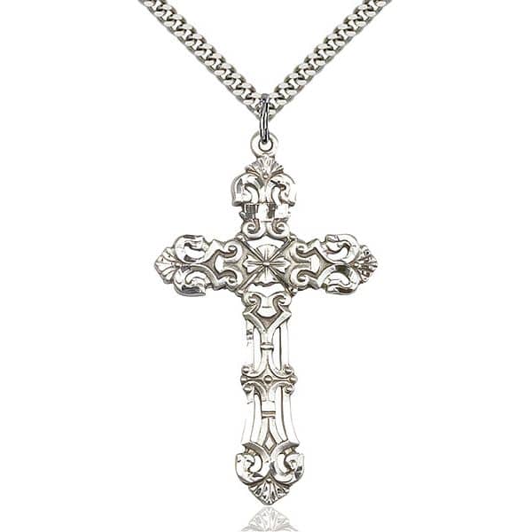 Fleur de lis cross necklace sales