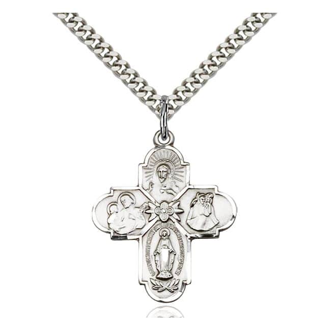 4 Way Cross Pendant Sacred Heart Sts Joseph Christopher Miraculous