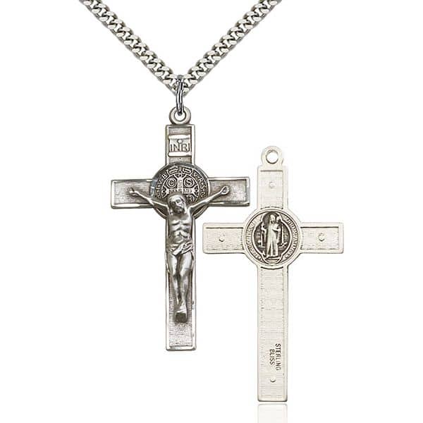 ZKZK Rosary Catholic Necklace with Cross Crucifix Pendant Black Hematite 7mm Saint Benedicts Jesus Crucifix Pendant Catholic Pray Gift of Easter Thanksgiving and Christmas Day for Man and Woman 