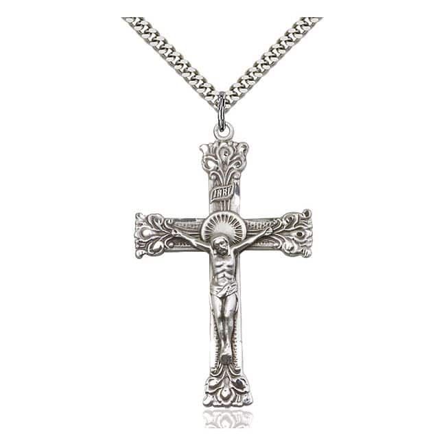 Engraved crucifix deals necklace