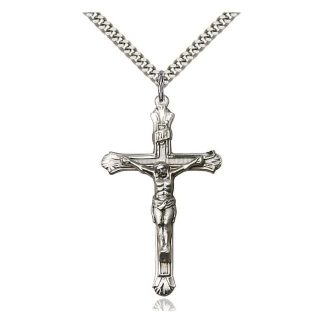gold crucifix and sterling silver cross necklace