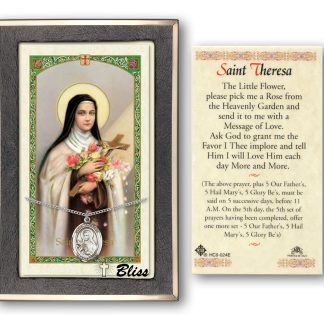 Saint Theresa Prayer Card with Sterling Silver Medal Pendant