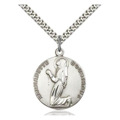 St Bernadette Medal Sterling Silver