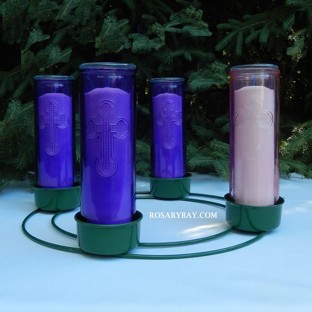 Advent Candles Set in Pink, White and Purple Glass Containers