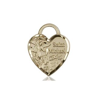 St Michael Heart Medallion gold necklace