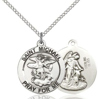 St. Michael the Archangel Hand-Engraved Medal Pendant with the Guardian Angel Back.