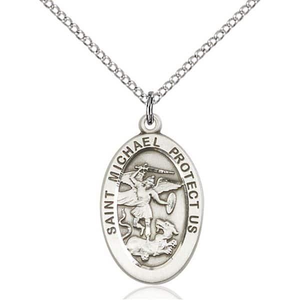 Sterling Silver St. Michael Circle Pendant - 18