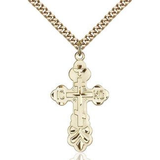 Gold Orthodox Cross Necklace