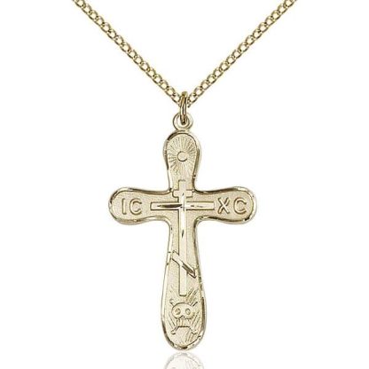 Cross of Golgotha Orthodox Crucifix Pendant Necklace