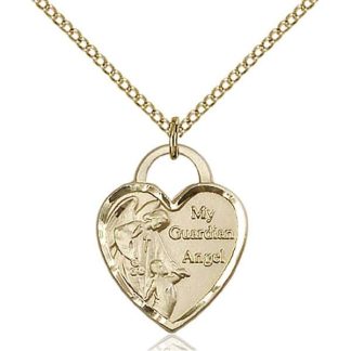 Guardian Angel Heart Gold Necklace