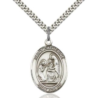 Saint Catherine of Siena Sterling Silver and Gold Medal Pendants