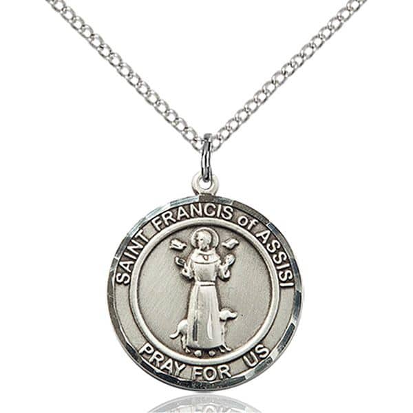 St Francis Necklace | St. Francis of Assisi Pendant | Catholic Medal  Jewelry | 925 Sterling Silver | Amulet Medal Jewelry for Men and Women |  18'' – 24'' Sterling Silver Chain (18'' / 45 cm, Gold) | Amazon.com
