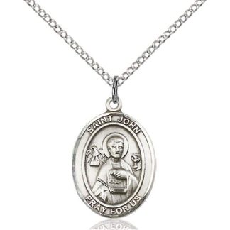 St John the Apostle Sterling Silver Medal Necklace