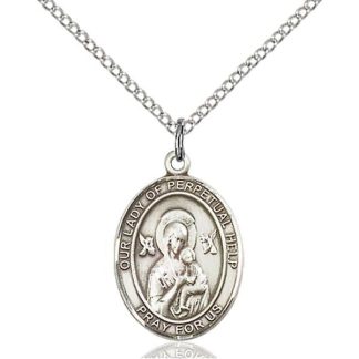 Our Lady of Perpetual Help Oval Medal Pendant