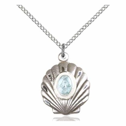 Miraculous Medal Pendant White Gold