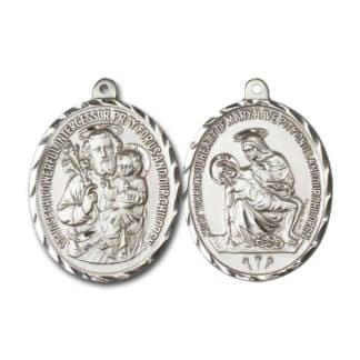St Joseph & Sorrowful Heart of Mary Medal Pendant