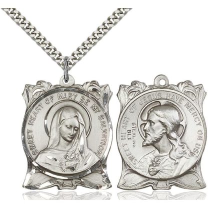 Sacred Heart of Jesus and Immaculate Heart of Mary Medal Pendant