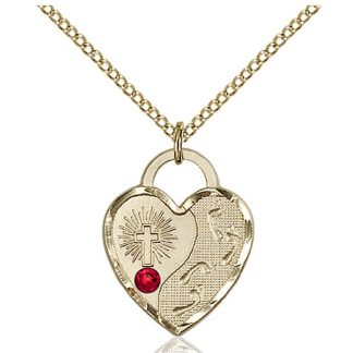 Ruby Birthstone Gold Necklace