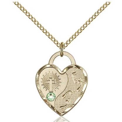 Peridot August Birthstone Heart Pendant