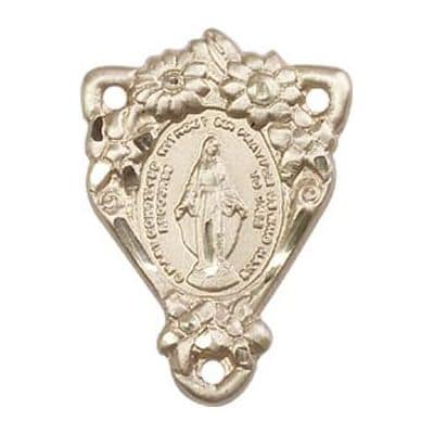 Miraculous Medal Rosary Centerpiece in Gold