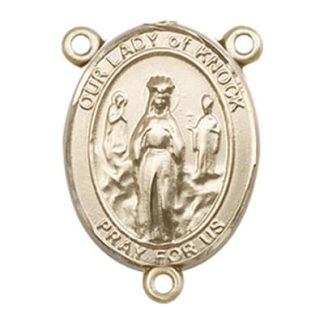 Our Lady of Knock Rosary Center in Sterling Silver in Gold