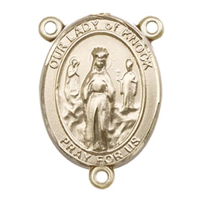 Our Lady of Knock Rosary Center in Sterling Silver in Gold