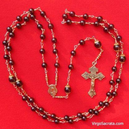 Wire-wrapped garnet rosary