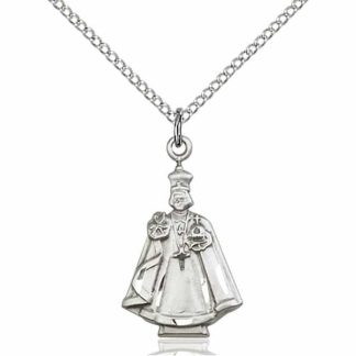 Holy Child of Prague Pendant of Infant Jesus in Sterling Silver
