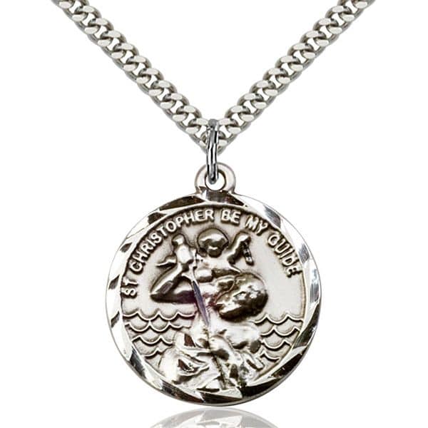 St Christopher Be My Guide Medal Necklace Virgo Sacrata