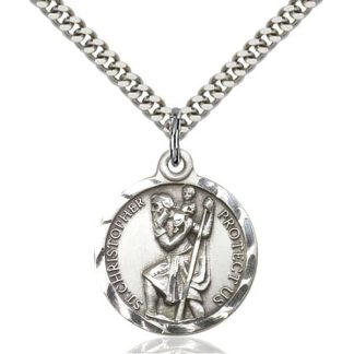St Christopher protection medal in sterling silver