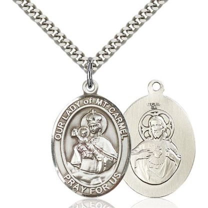 Our Lady of Mount Carmel Sterling Silver Medal Necklace
