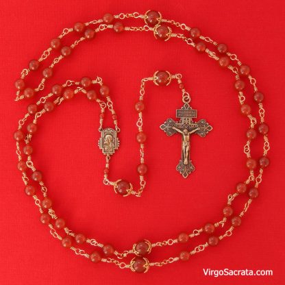Red carnelian rosary with Pardon Crucifix