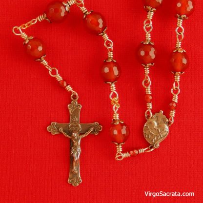 Faceted Carnelian beads rosary