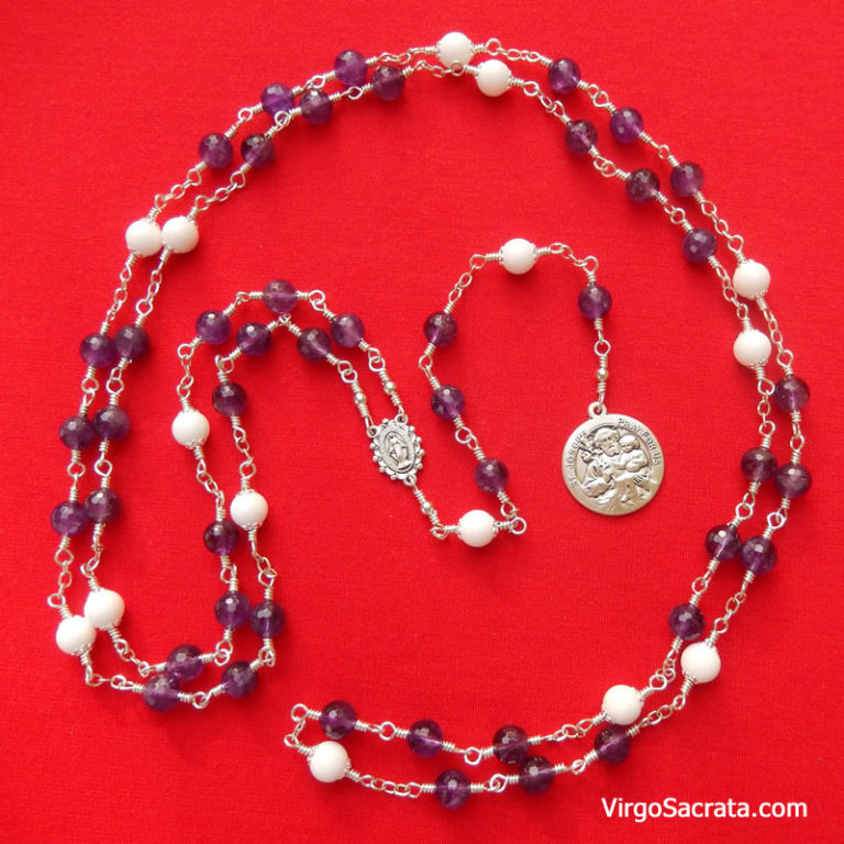 Saint Joseph Chaplet Rosary WireWrapped in Sterling Silver