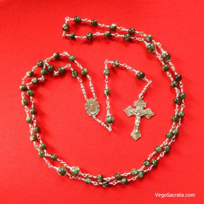 Seraphinite Gemstone Pardon Crucifix Rosary in Sterling Silver