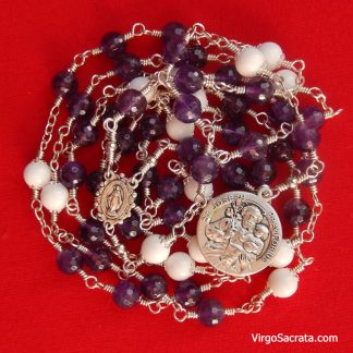 Saint Joseph Chaplet Rosary Wire-Wrapped in Sterling Silver