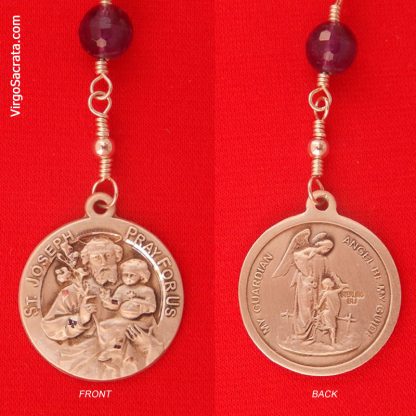 St Joseph and Guardian Angel Medal in sterling silver