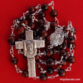 Pardon Crucifix Wooden Rosary Wire-Wrapped in Bronze