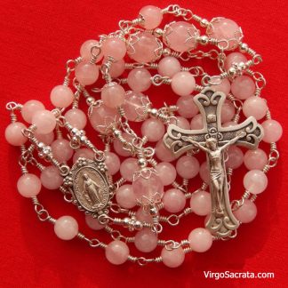 Miraculous Medal Rose Quartz Rosary