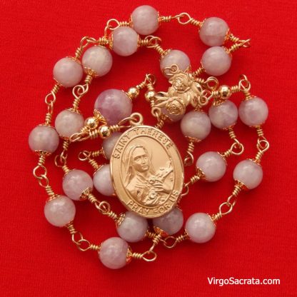 Saint Therese of Lisieux Chaplet in Lavender & Gold