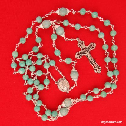 Russian Amazonite Gemstone Sterling Silver Rosary
