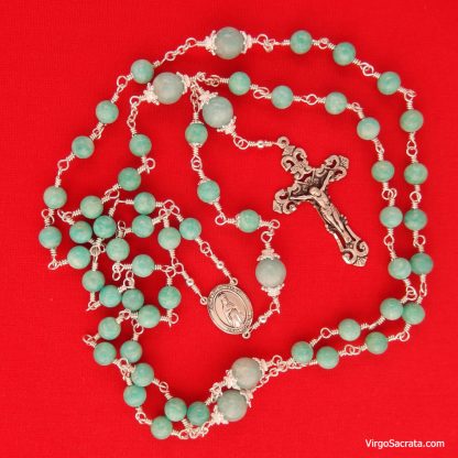 Russian Amazonite Gemstone Sterling Silver Rosary