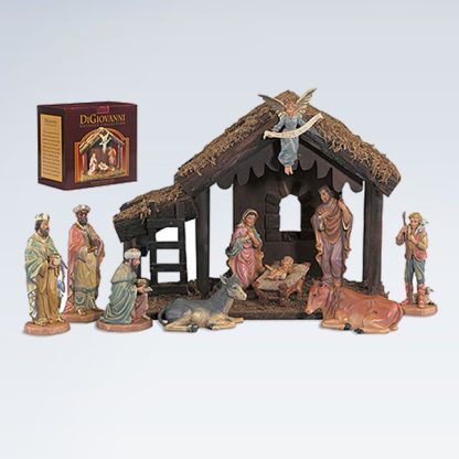 Nativity Set with Wood Stable