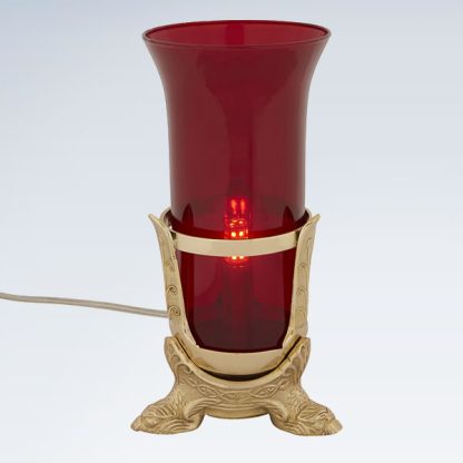 Electric Sanctuary Lamp with Ruby Globe