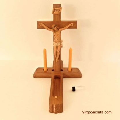 Last Rites Sick Call Crucifix Catholic Sacrament Kit with 100% Beeswax Candles