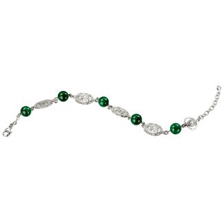 Malachite Round Saint Jude Sterling Silver Rosary Bracelet