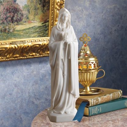 Mary with the Rosary Marble Statue