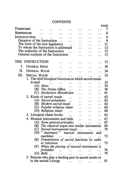 Sacred Music and Liturgy Book Contents